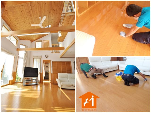 長野市・愛犬家のT様邸／床の滑り・キズ・汚れを解決すべく、特殊ガラスコーティング『AJパーフェクトコート』を施工。
