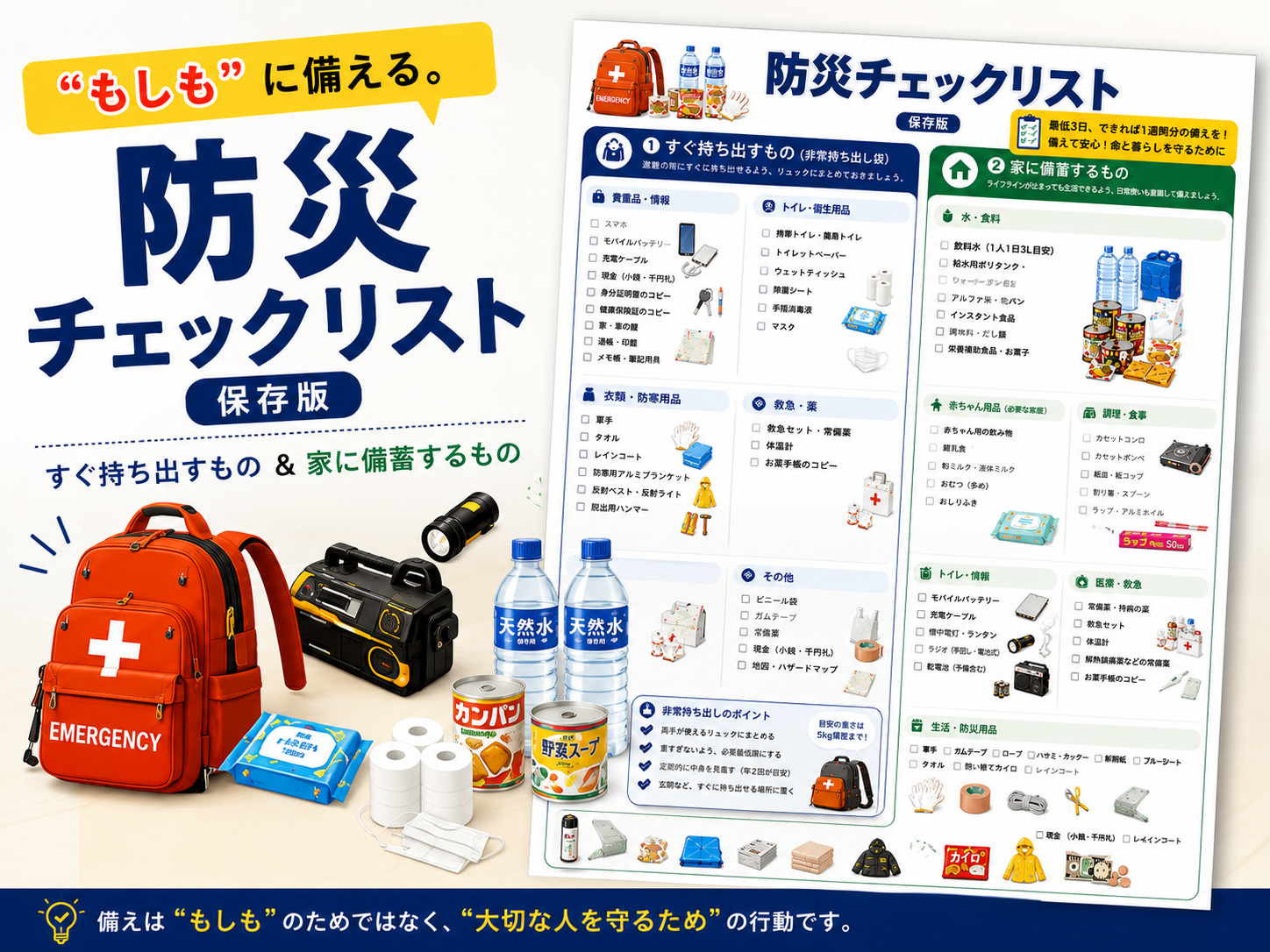 サムネイル：「防災チェックリスト」で、大切な人の命と住まいを守る備えを！