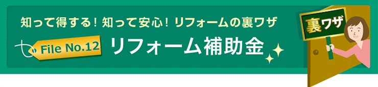 知って得する！知って安心！リフォームの裏ワザFile No.12 リフォーム補助金