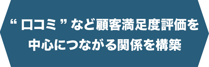 “口コミ”など顧客満足度評価を中心につながる関係を構築