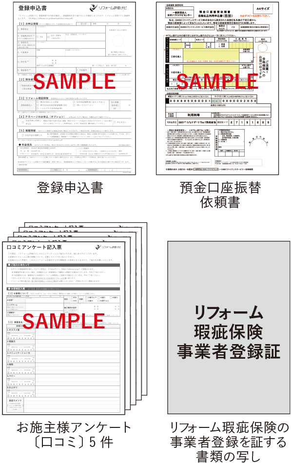 画像：登録申込書・預金口座振替依頼書等サンプル